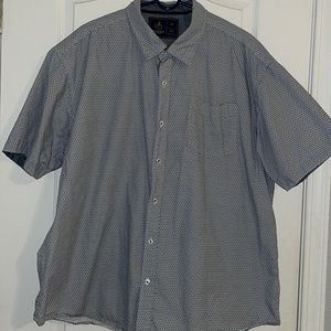 EUC Men’s Rugby University Short Sleeve Button Up 2X 100% Cotton Blue Geometric